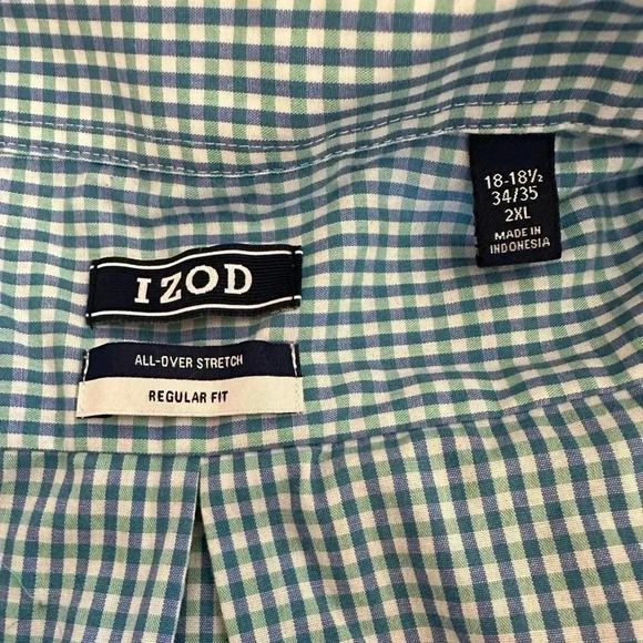 IZOD Shirt Men's Collared Plaid Long Sleeve Button Down Size 2XL  XXL - Picture 2 of 7